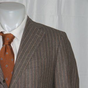 Bamford & Sons Taupe Stripe Cashmere Blend Three Roll Two Blazer 40R NWOT